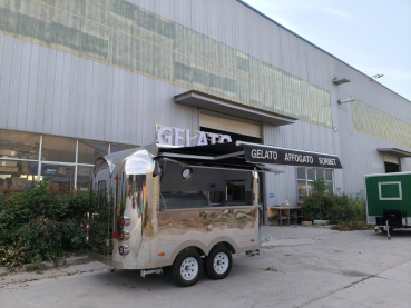 Retro Stainless Steel Food Trailer PSS3021 im US-Retro-Design mit Edelstahl